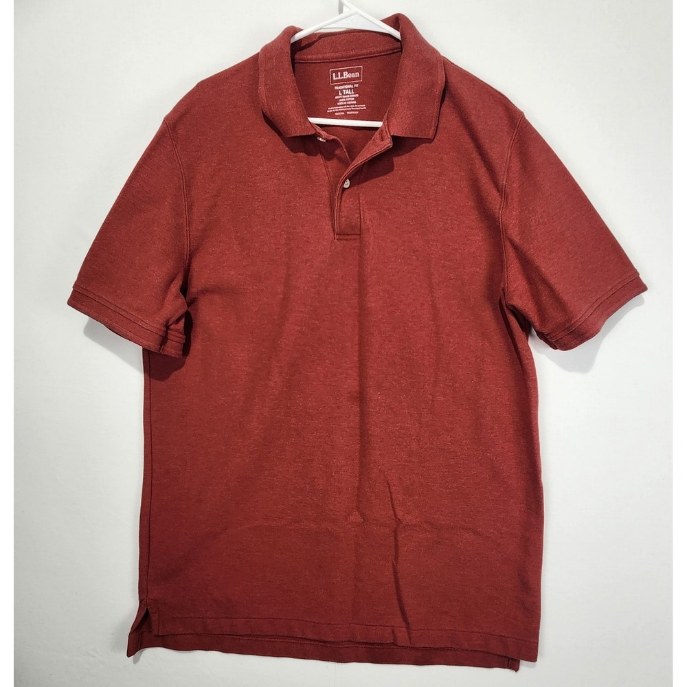 L.L. Bean Men's Casual Polo Shirt Short Sleeve Red Size L Tall